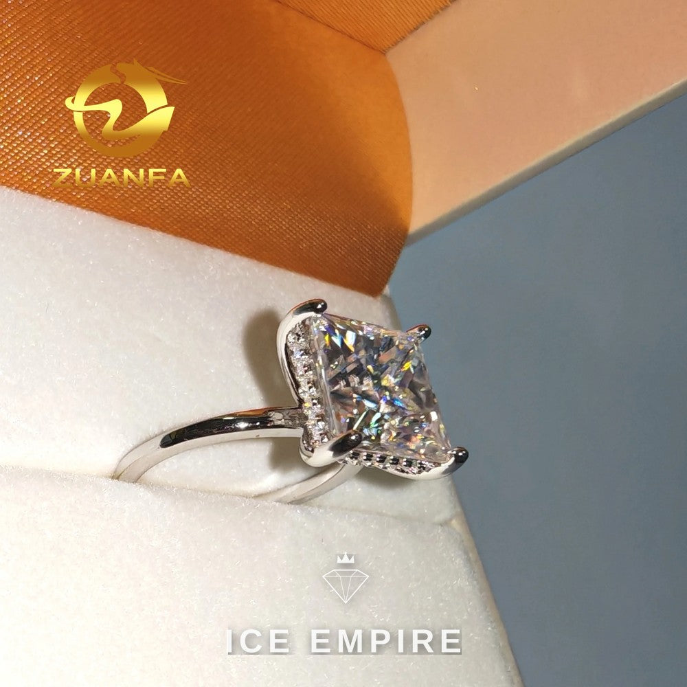 Iced Out 925 Silver Moissanite Wedding Band