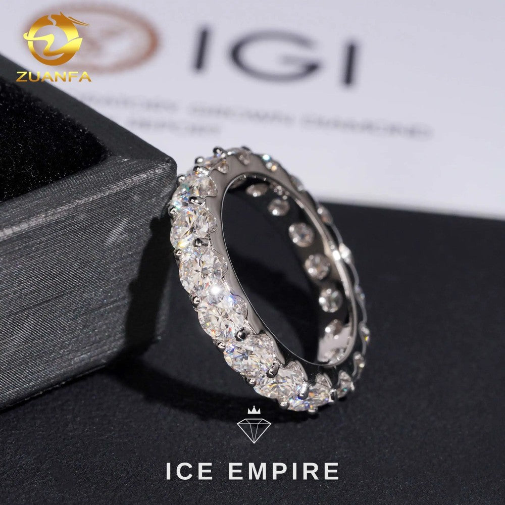 Iced Out 10K Gold Lab Grown Diamond Wedding Band