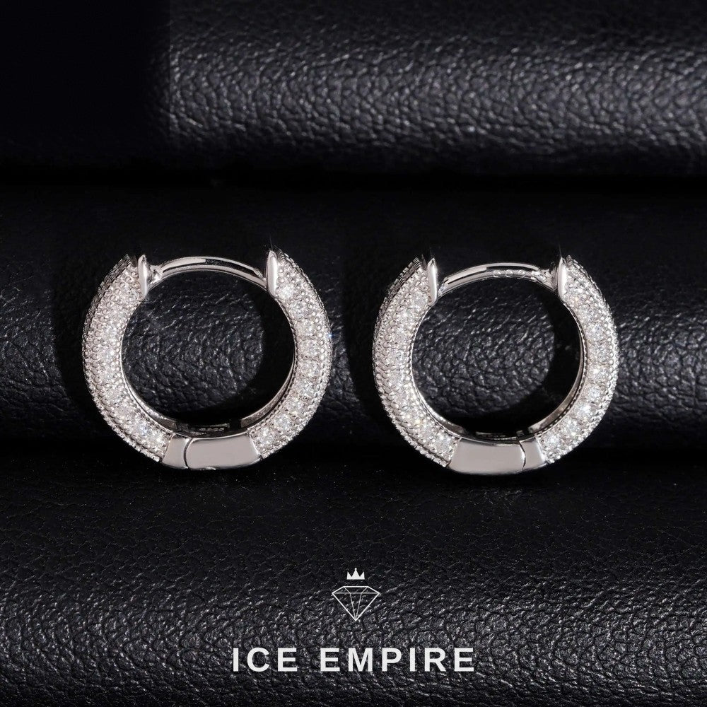 Iced Out 925 Silver Moissanite Hoop Earrings