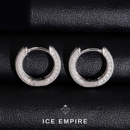 Iced Out 925 Silver Moissanite Hoop Earrings