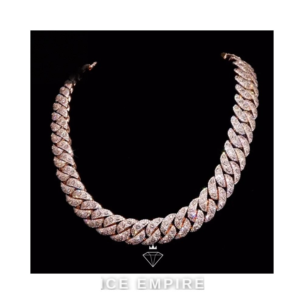 Iced Out Rose Gold Plated Moissanite Cuban Chain