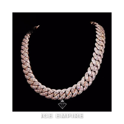 Iced Out Rose Gold Plated Moissanite Cuban Chain