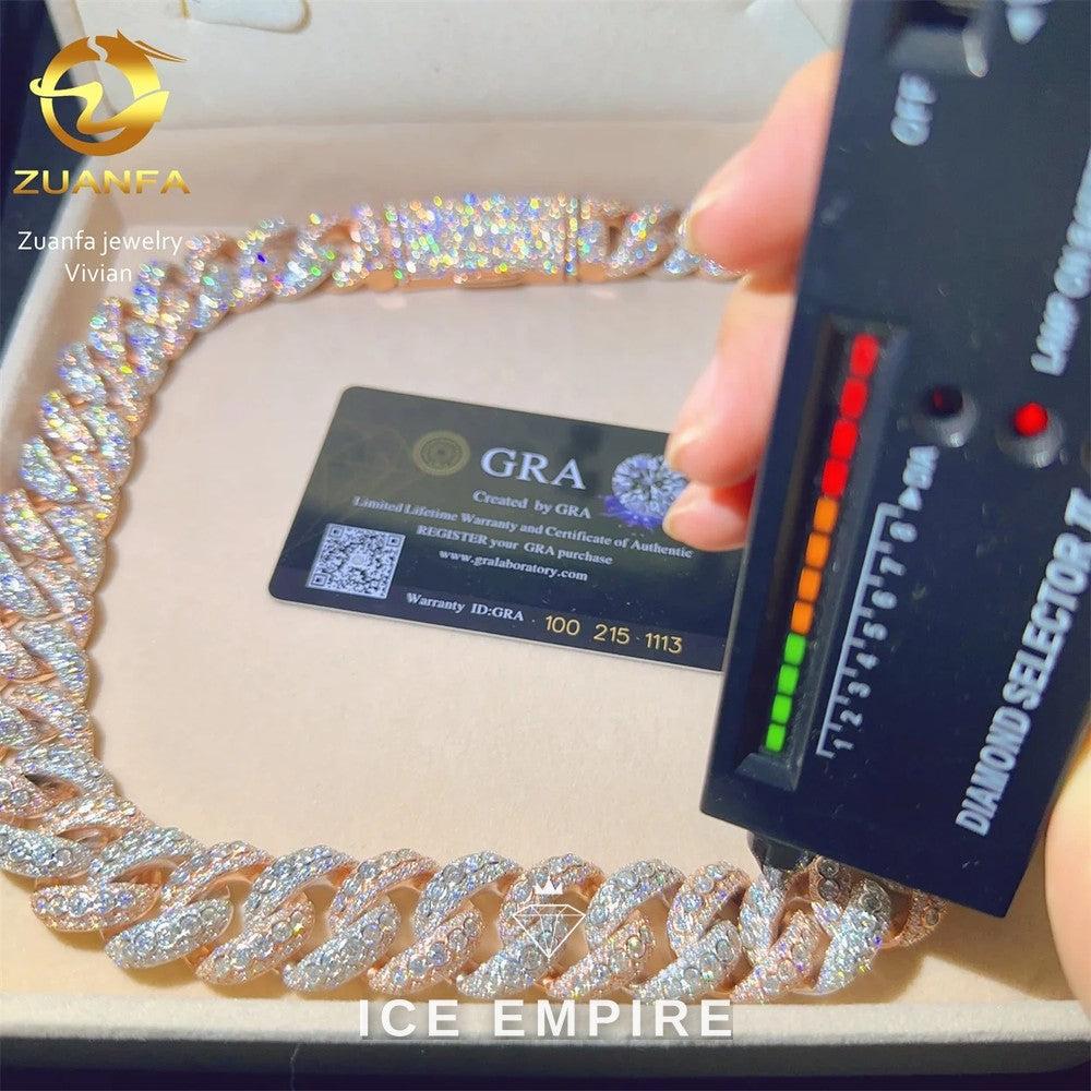 Iced Out Rose Gold Plated Moissanite Cuban Chain