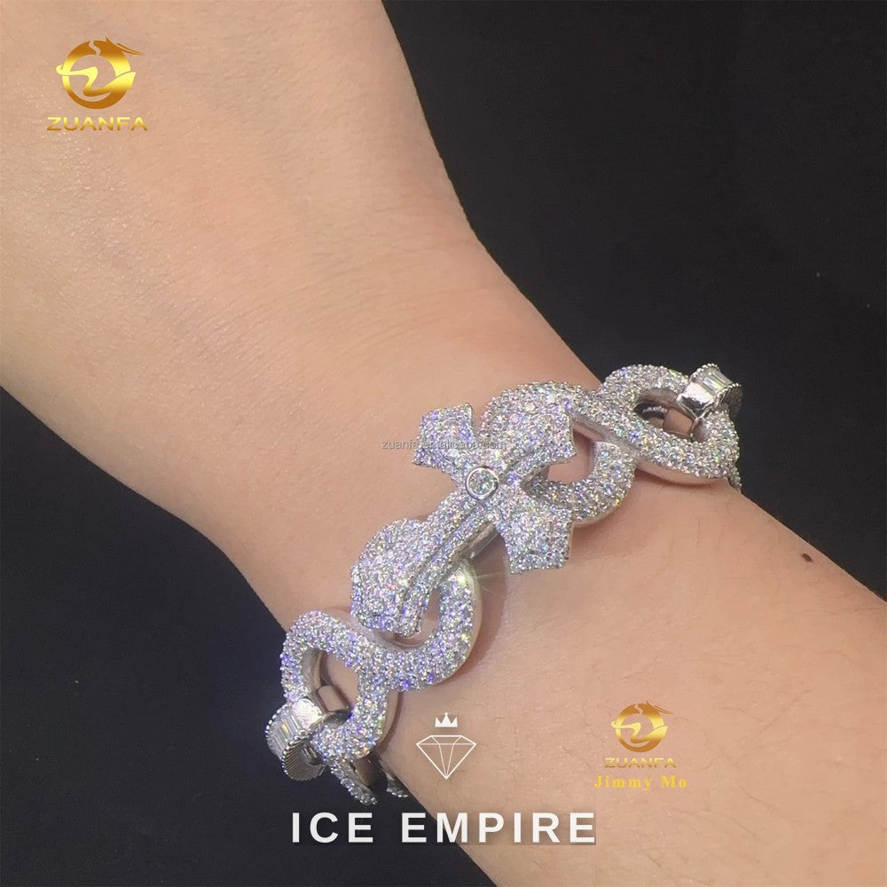 Iced Out 925 Silver Moissanite Cuban Chain