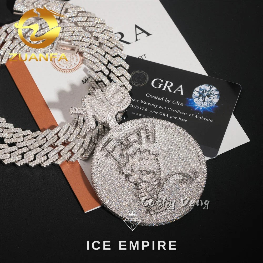 Iced Out Baguette Rose Gold Plated Moissanite Cuban Chain