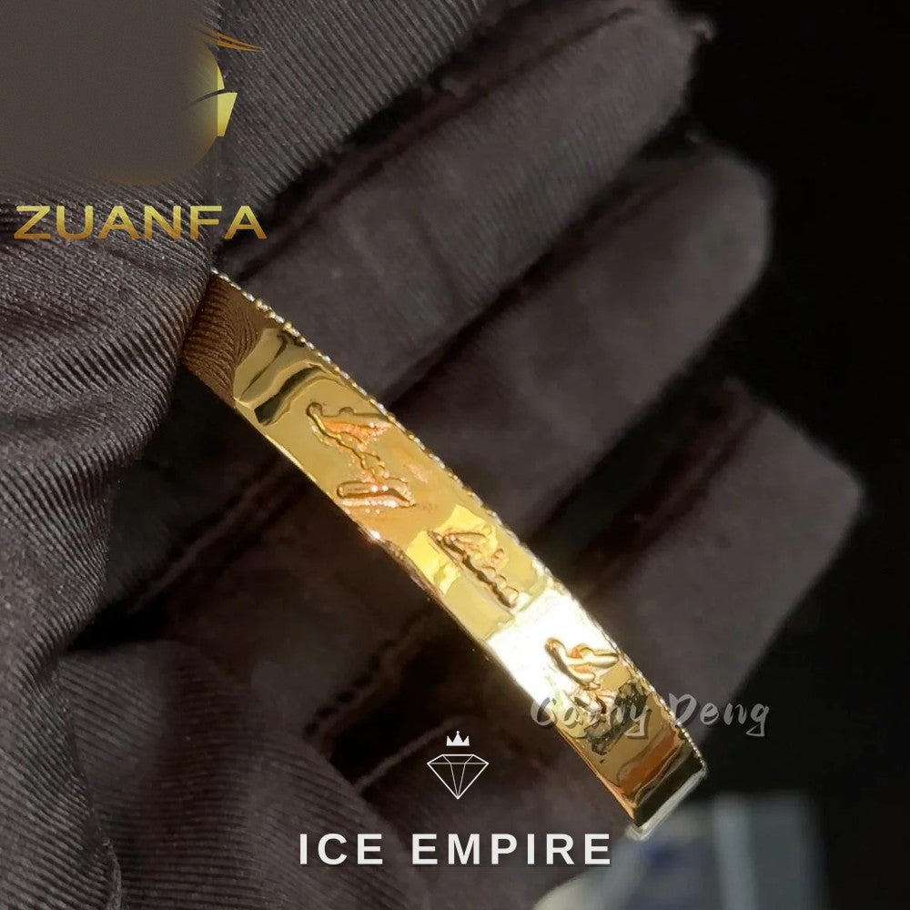 Iced Out Baguette Rose Gold Plated Moissanite Cuban Chain