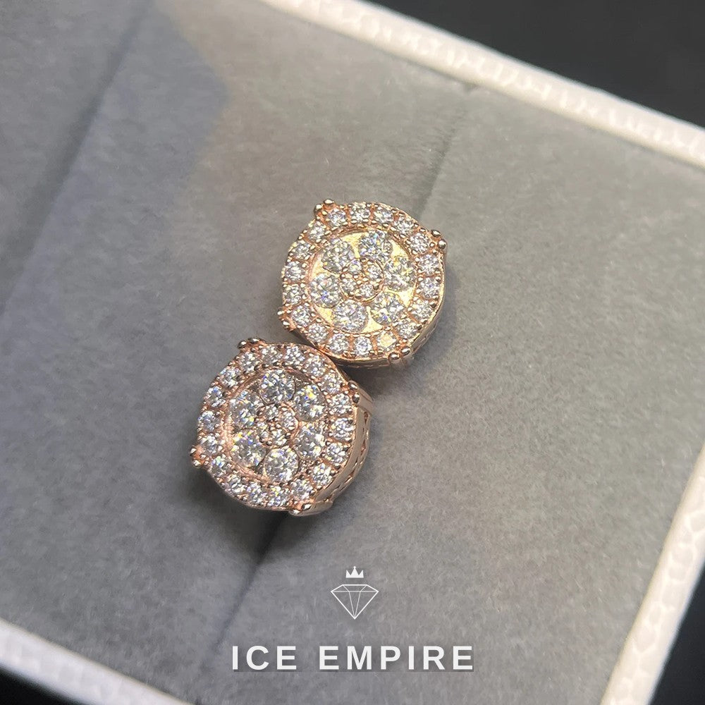 Iced Out Cluster 925 Silver Moissanite Stud Earrings