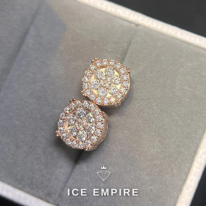 Iced Out Cluster 925 Silver Moissanite Stud Earrings