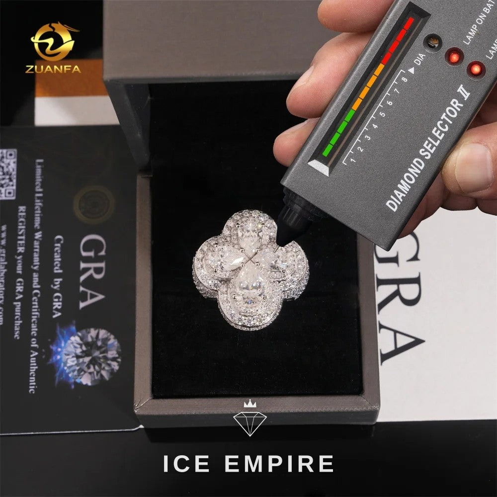 Iced Out Cross 925 Silver Moissanite Ring