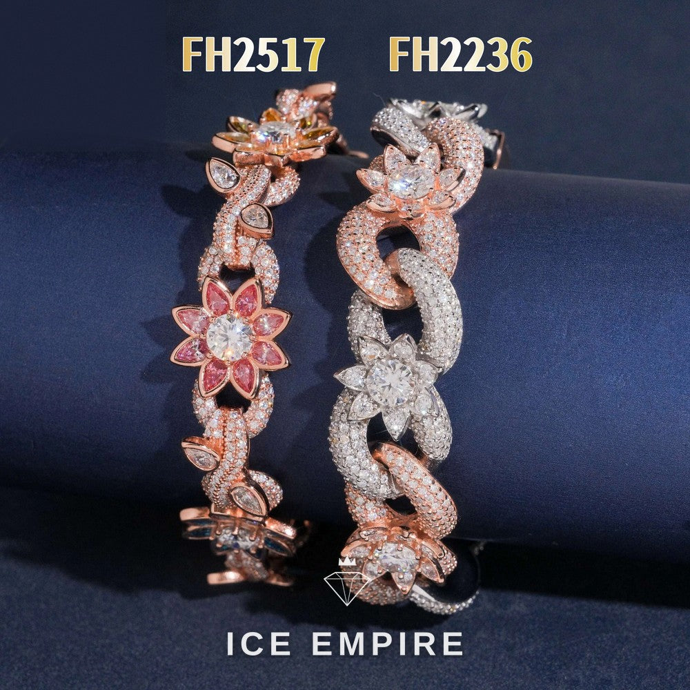 Iced Out Baguette 925 Silver Moissanite Cuban Chain