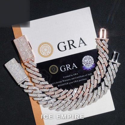 Iced Out Rose Gold Plated Moissanite Cuban Chain