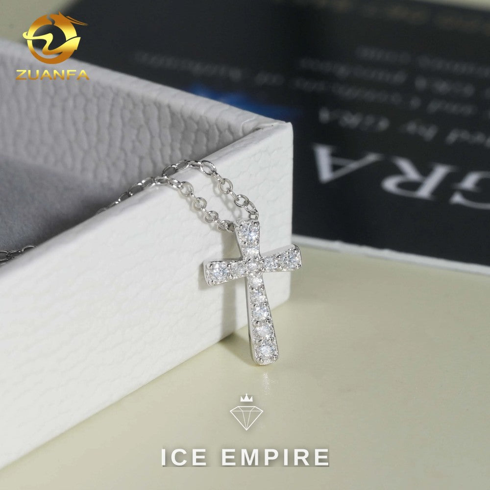 Iced Out Cross Rose Gold Plated Moissanite Cuban Chain