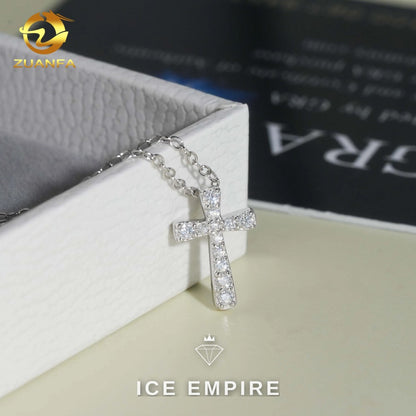 Iced Out Cross Rose Gold Plated Moissanite Cuban Chain