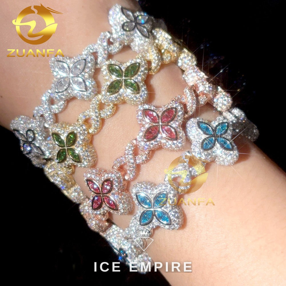 Iced Out 925 Silver Moissanite Cuban Chain