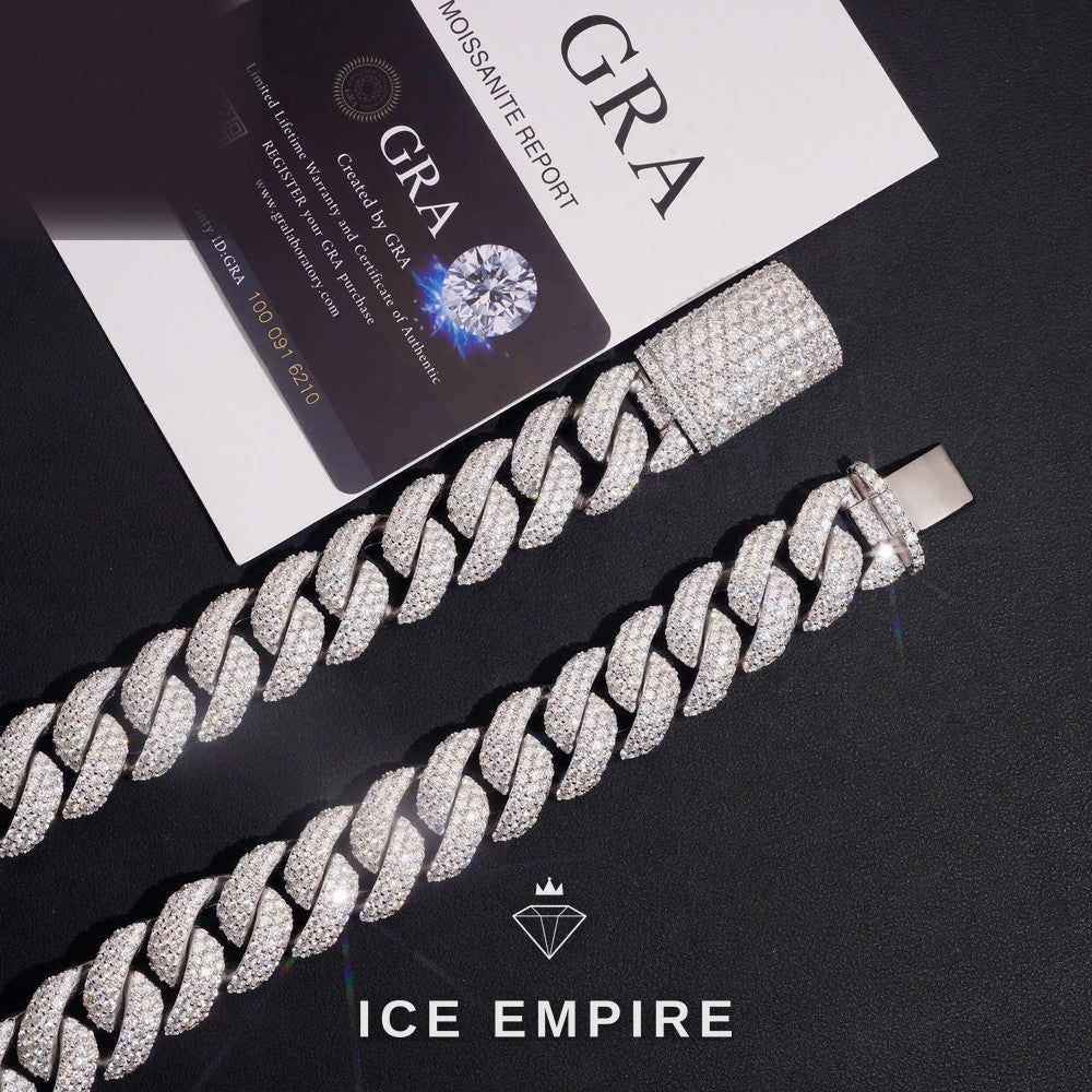 Iced Out Rose Gold Moissanite Cuban Chain