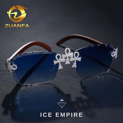 Iced Out Cross 925 Silver Glasses