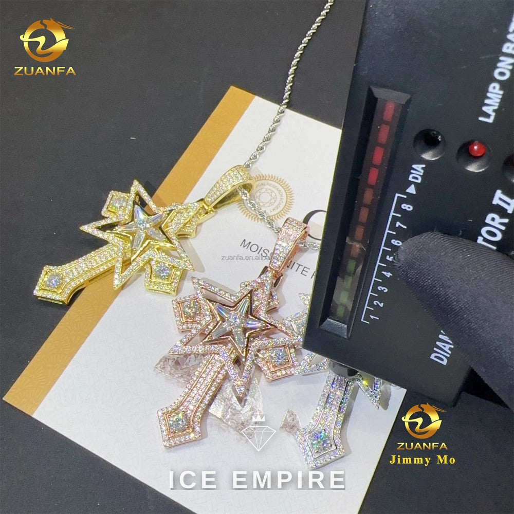 Iced Out Cross 925 Silver Pendant