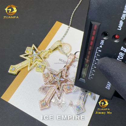 Iced Out Cross 925 Silver Pendant