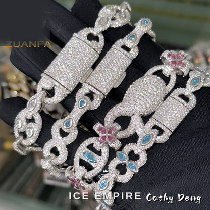 Iced Out 925 Silver Moissanite Cuban Chain