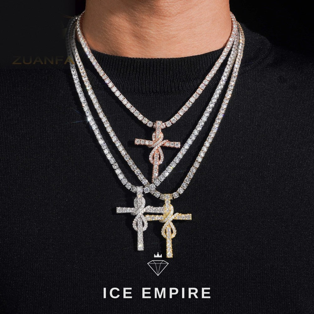 Iced Out Cross 925 Silver Pendant
