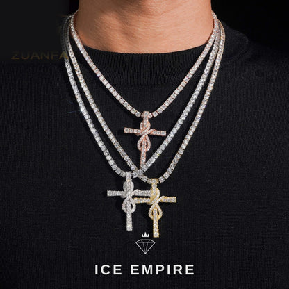 Iced Out Cross 925 Silver Pendant