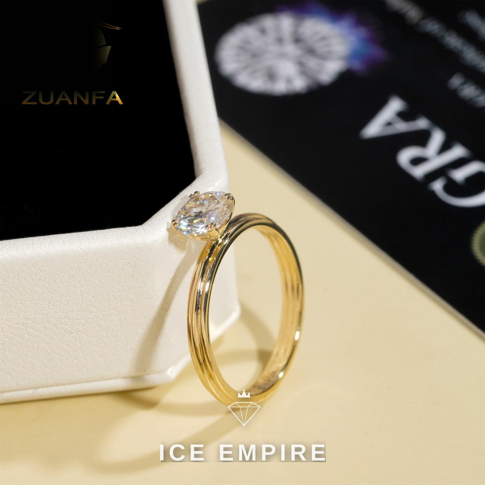 Iced Out 10K Gold Moissanite Engagement Ring