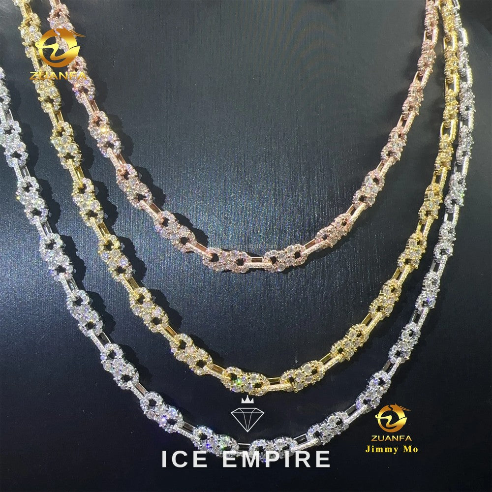 Iced Out Rose Gold Moissanite Cuban Chain