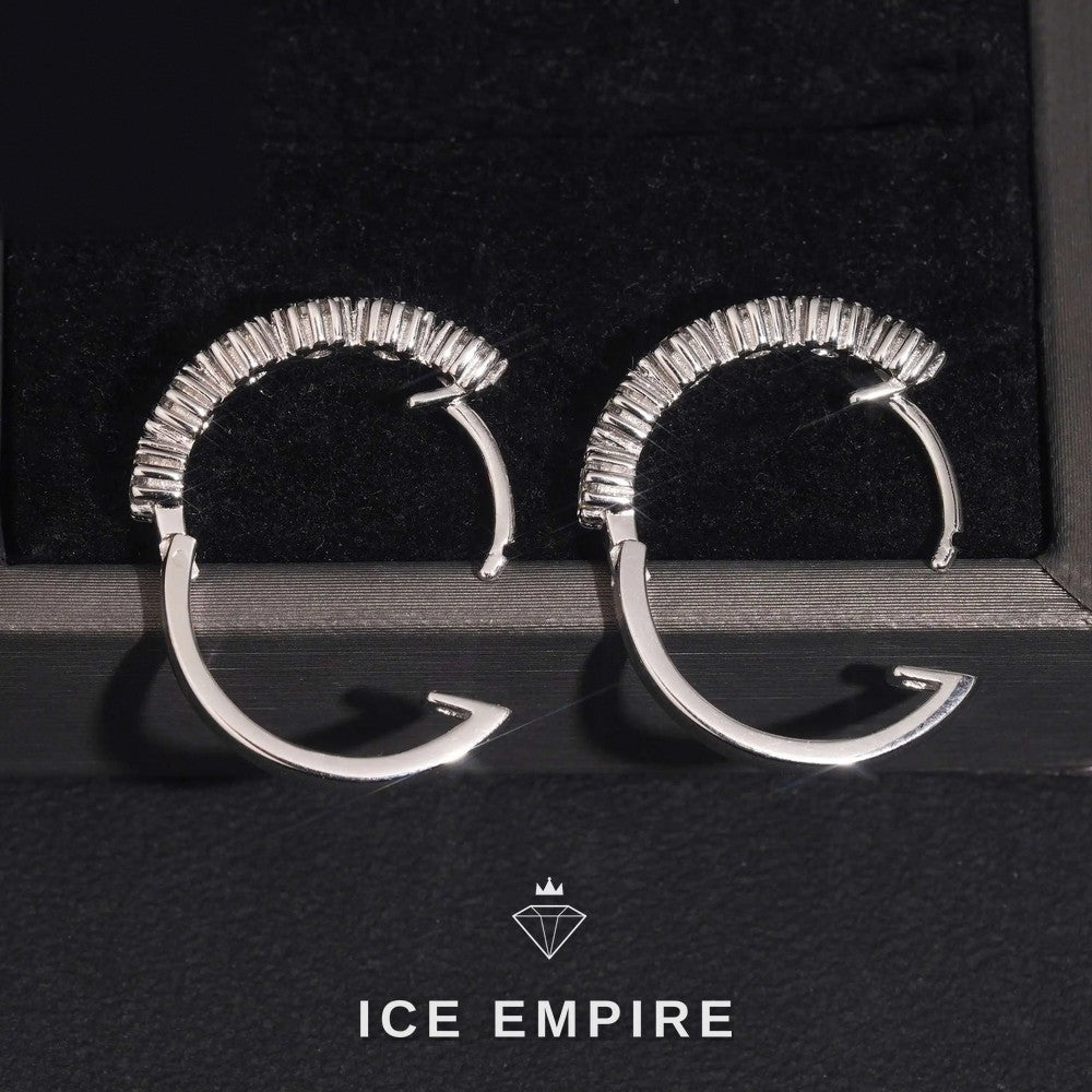 Iced Out Rose Gold Plated Moissanite Hoop Earrings