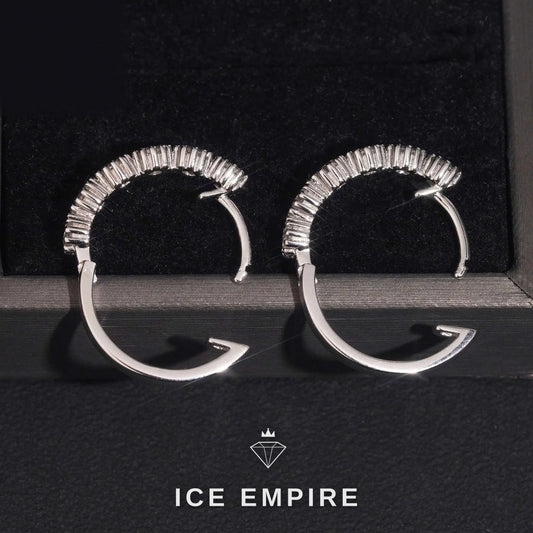 Iced Out Rose Gold Plated Moissanite Hoop Earrings