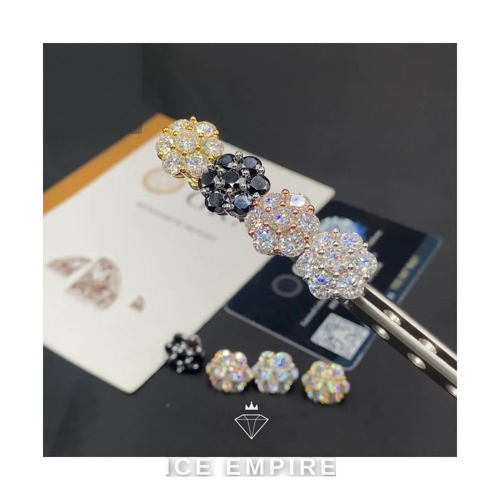 Iced Out Cluster 925 Silver Moissanite Stud Earrings