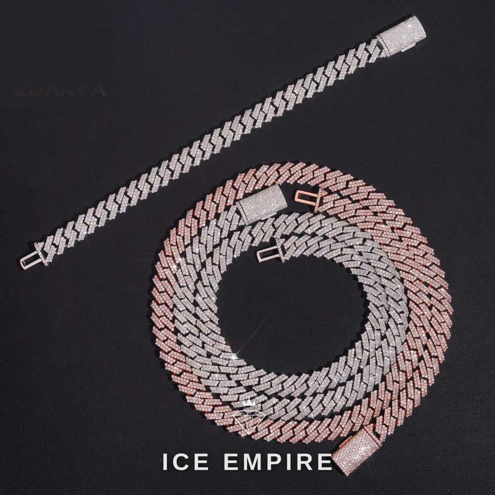 Iced Out Rose Gold Plated Moissanite Cuban Chain
