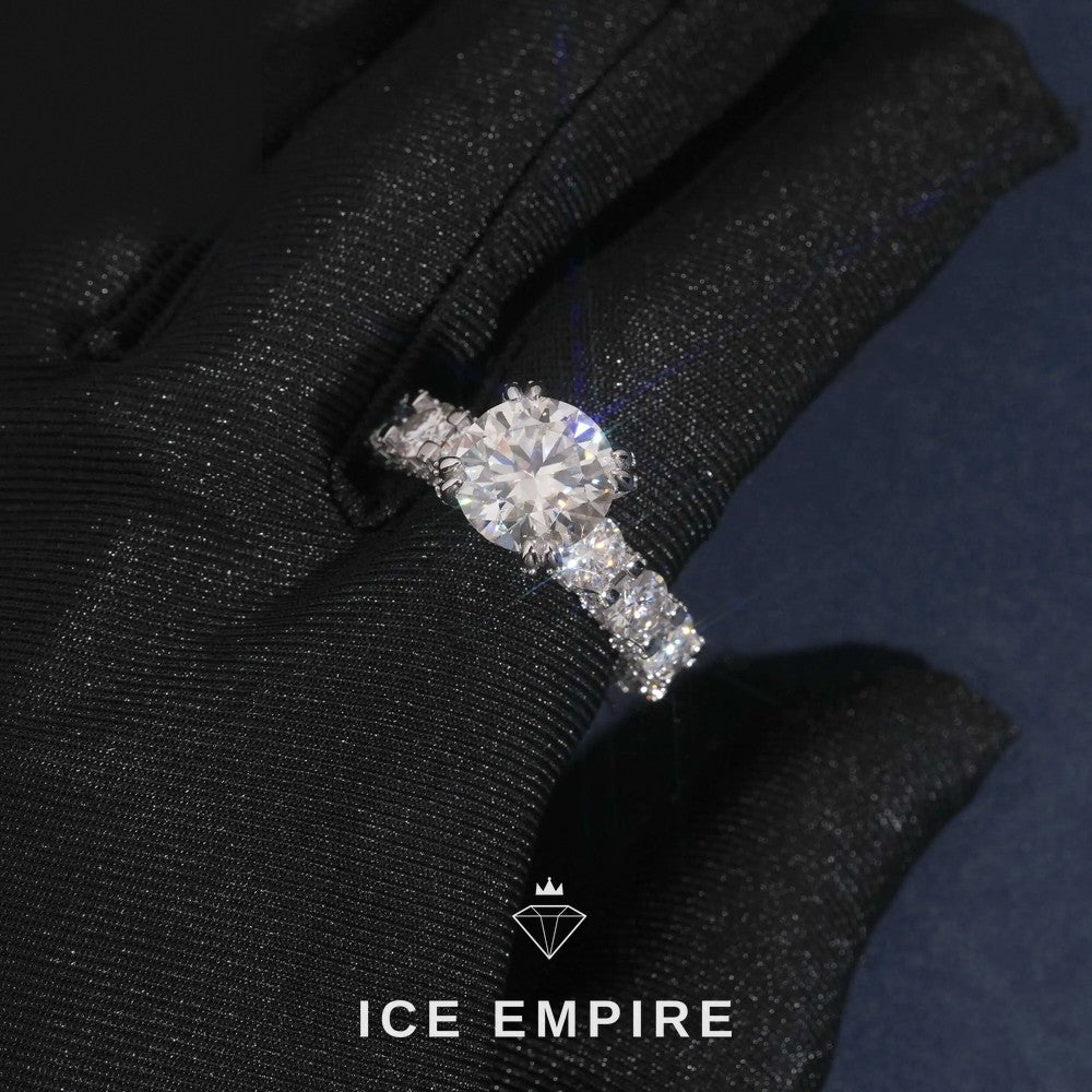 Iced Out 925 Silver Moissanite Engagement Ring