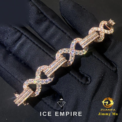 Iced Out Baguette Rose Gold Moissanite Cuban Chain