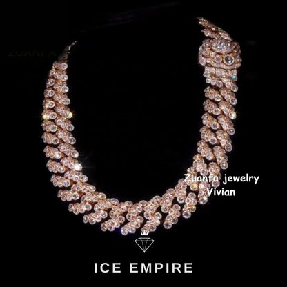 Iced Out Rose Gold Plated Moissanite Cuban Chain