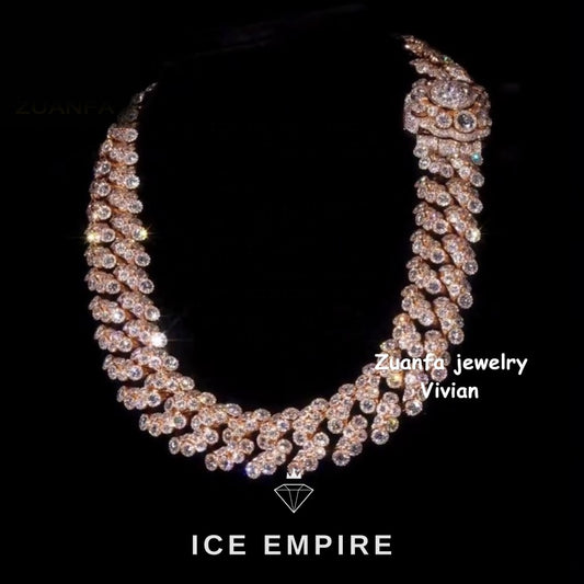 Iced Out Rose Gold Plated Moissanite Cuban Chain