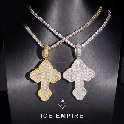 Iced Out Baguette 925 Silver Pendant