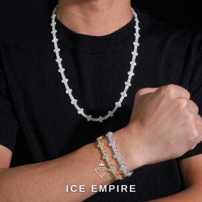 Iced Out Cross Rose Gold Plated Moissanite Cuban Chain