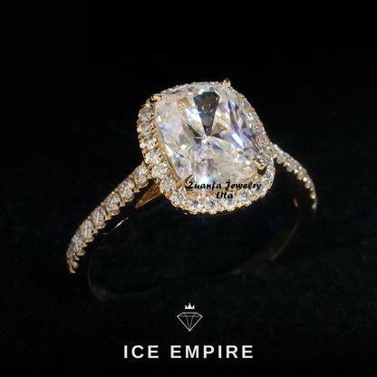 Iced Out 14K Gold Moissanite Engagement Ring