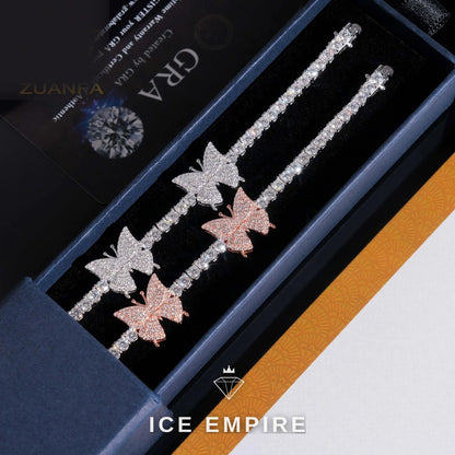 Iced Out Butterfly 925 Silver Moissanite Tennis Bracelet