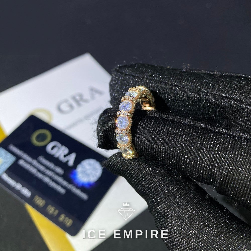 Iced Out Rose Gold Moissanite Ring