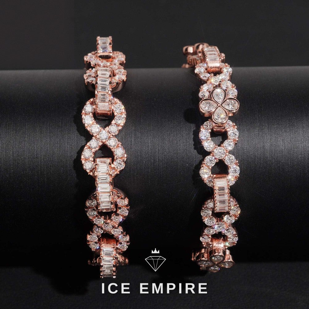Iced Out Baguette Rose Gold Plated Moissanite Cuban Chain