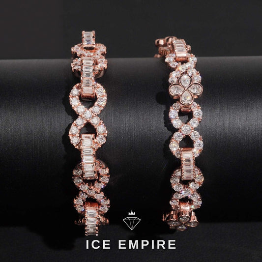 Iced Out Baguette Rose Gold Plated Moissanite Cuban Chain