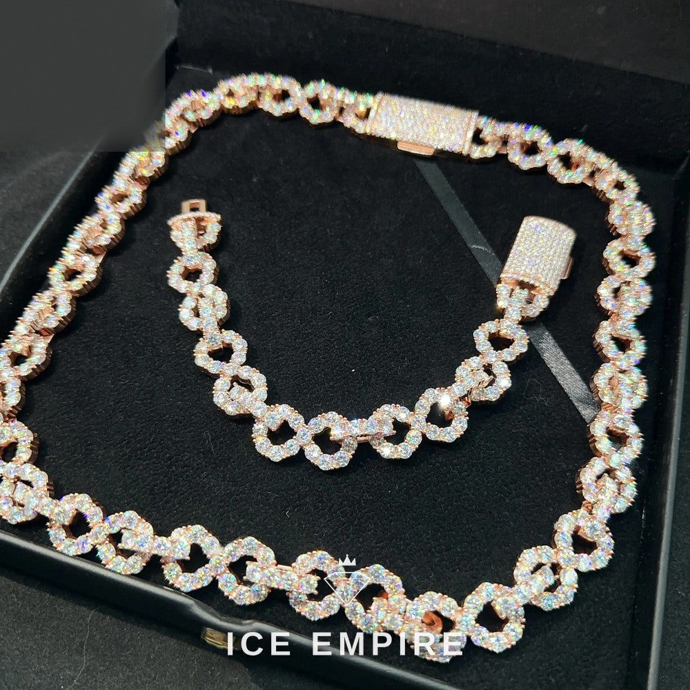 Iced Out Rose Gold Plated Moissanite Cuban Chain