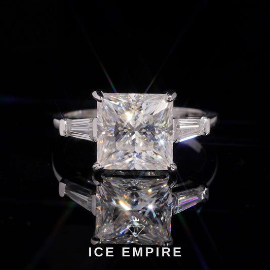Iced Out 18K Gold Moissanite Engagement Ring