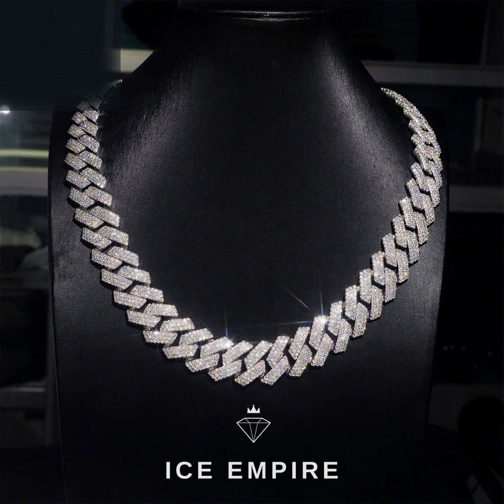 Iced Out 925 Silver Moissanite Cuban Chain