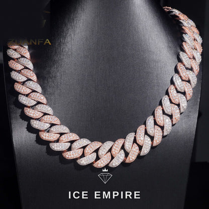 Iced Out Rose Gold Moissanite Cuban Chain