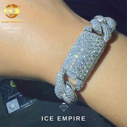 Iced Out 925 Silver Moissanite Cuban Chain