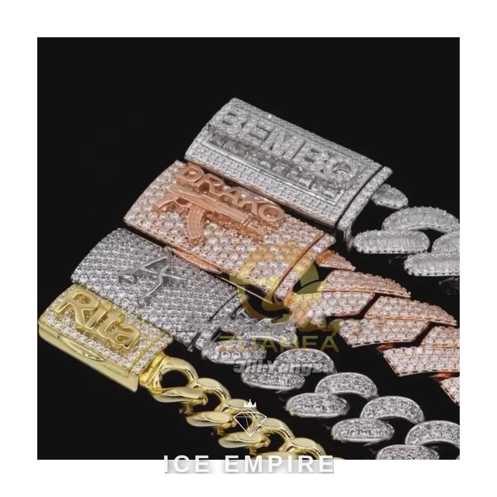Iced Out Baguette 925 Silver Pendant
