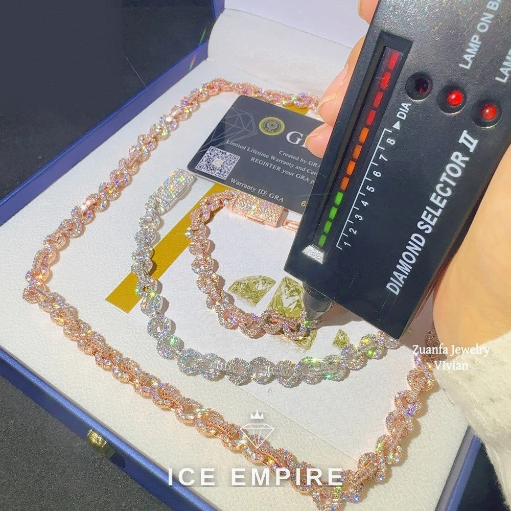 Iced Out Rose Gold Plated Moissanite Cuban Chain