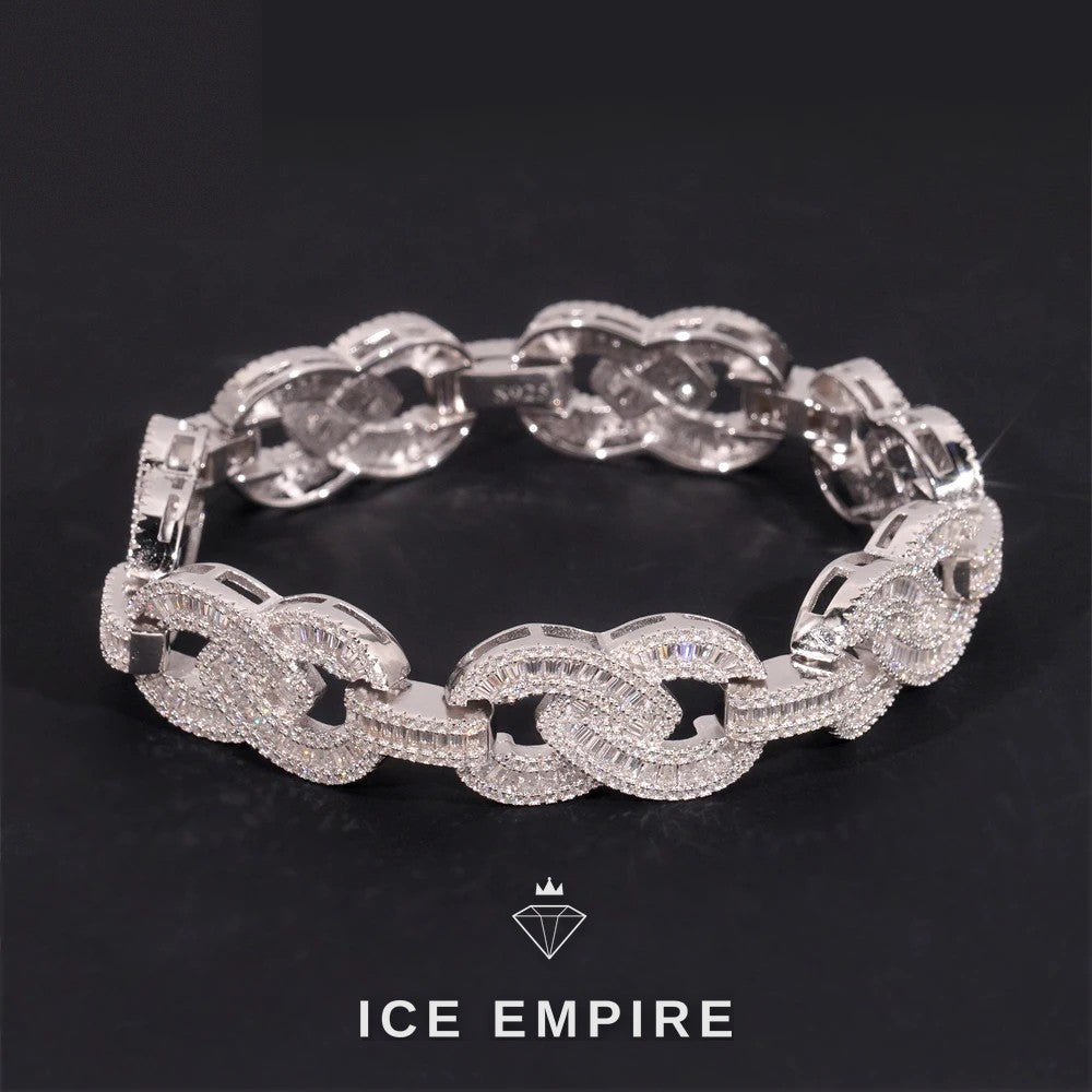 Iced Out Baguette Rose Gold Plated Moissanite Cuban Chain